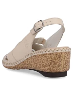 Kožené pohodlné sandály Rieker W RKR682 beige Kožené pohodlné sandály Rieker W RKR682 beige