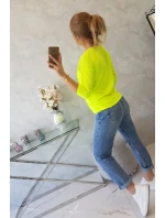 Halenka s výstřihem do V žlutá neonová Halenka s výstřihem do V žlutá neonová