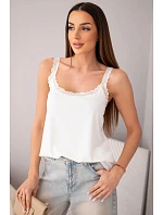 Dámská halenka na ramínkách s krajkovým zakončením bílá Dámská halenka na ramínkách s krajkovým zakončením bílá