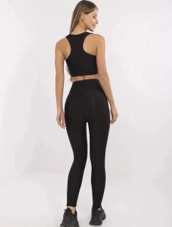 Černý dámský sportovní komplet - top a legíny 5448