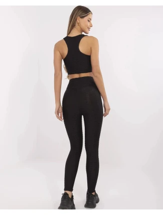 Černý dámský sportovní komplet - top a legíny 5448 Černý dámský sportovní komplet - top a legíny 5448