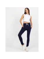 Námořnicky modré základní teplákové kalhoty s lemováním RUE PARIS (LO-DR-LK-239.14)