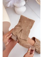 Semišové Kotníkové Boty Kožené Na Podpatku S Ohnutým Svrškem Béžové Zazoo 3488 Semišové Kotníkové Boty Kožené Na Podpatku S Ohnutým Svrškem Béžové Zazoo 3488