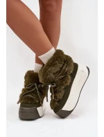 Dámské sněhule na masivní platformě s tkaničkami a kožešinou Kalivira