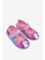 Balerínky Pantofle Pro Dívky Na suchý zip UNICORN Růžové Silviera Balerínky Pantofle Pro Dívky Na suchý zip UNICORN Růžové Silviera