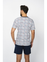 Pánské pyžamo Korfu, krátký rukáv, krátké kalhoty - potisk/námořnická modř
