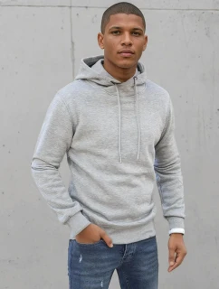 Pánská mikina s kapucí světle šedá FashionStreet BX5428