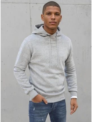 Pánská mikina s kapucí světle šedá FashionStreet BX5428