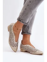 Boty Zazoo 2883 prolamované baleríny vyrobené z přírodní kůže, zlato Boty Zazoo 2883 prolamované baleríny vyrobené z přírodní kůže, zlato