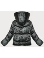 Péřová krátká zimní bunda v army barvě (B8193-11)