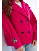 Dámská krátká dvouřadová bunda s límcem fuchsiová