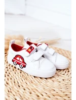 Dětské Tenisky Se Suchým Zipem Bíle-červené Taxi