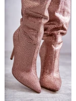 Módní kozačky na vysokém podpatku s kubickými zirkony růžove Lovisa Módní kozačky na vysokém podpatku s kubickými zirkony růžove Lovisa