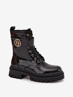 Lakované dámské workery Fiorena zateplené– černé