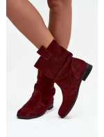 Zateplené dámské kotníkové boty z přírodní semišové kůže Zazoo – bordó