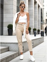 Dámské džíny mom fit s vysokým pasem béžové FashionStreet UY2936