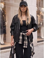 Dámská kostkovaná košile s bavlnou, černá, FashionStreet DY0495