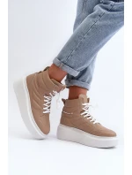 Zazoo 3392/X Dámské Kožené Sportovní Boty na Platformě Beige