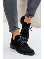 Zazoo 2959 Semišové Polobotky Oxfordky Šněrovací Na Plochém Podpatku Černé Zazoo 2959 Semišové Polobotky Oxfordky Šněrovací Na Plochém Podpatku Černé