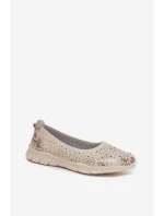 Kožené krajkové baleríny S.Barski GR61-5973 béžové