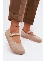Kožené semišové baleríny Barefoot s páskem Zazoo 10206 béžové Kožené semišové baleríny Barefoot s páskem Zazoo 10206 béžové