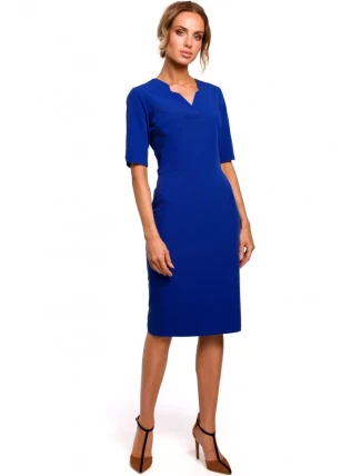 M455 Šaty s výstřihem do V - královská modř