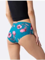 Dámské kalhotky simple maxi Wild Rose petrolejová se vzorem - Julimex Dámské kalhotky simple maxi Wild Rose petrolejová se vzorem - Julimex
