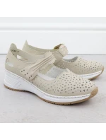 Rieker béžové kožené polobotky na suchý zip N4382-60