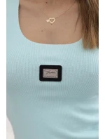 Žebrovaná halenka s mátovým blůzou Žebrovaná halenka s mátovým blůzou