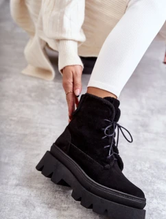 Semišové teplé šněrovací boty Černe Elisabeth