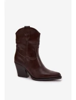 Dámské Kovábojky Eko Kůže Na Podpatku Čokoládové Sorelia