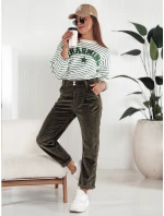 Dámské manšestrové kalhoty tmavě zelené FashionStreet UY2231 Dámské manšestrové kalhoty tmavě zelené FashionStreet UY2231