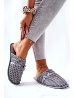 Dámské Pantofle S Mašlí šedé Evira Dámské Pantofle S Mašlí šedé Evira