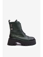 Kůže Dámské Botky Workery Zelené Lemar Anceria Kůže Dámské Botky Workery Zelené Lemar Anceria