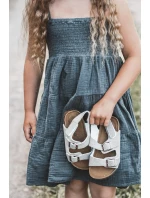 Dětské sandálky na korkové platformě se suchým zipem šedé Rorria