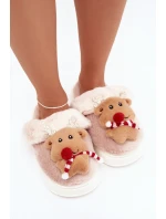 Vánoční kožené domácí pantofle dámské sobi béžové Ilianne