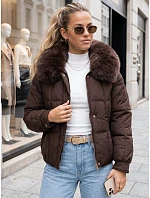 Krátká dámská zimní prošívaná bunda, hnědá, FashionStreet TY6040 Krátká dámská zimní prošívaná bunda, hnědá, FashionStreet TY6040