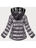 Šedá dámská metalická bunda s kapucí (xw808x)