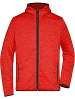 Daiber JN 589 Pánská pletená fleecová bunda s kapucí 02.0589 red melange/black Daiber JN 589 Pánská pletená fleecová bunda s kapucí 02.0589 red melange/black