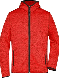 Daiber JN 589 Pánská pletená fleecová bunda s kapucí 02.0589 red melange/black