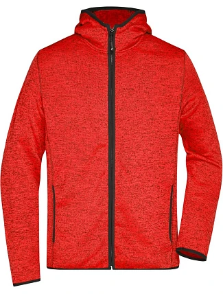 Daiber JN 589 Pánská pletená fleecová bunda s kapucí 02.0589 red melange/black Daiber JN 589 Pánská pletená fleecová bunda s kapucí 02.0589 red melange/black
