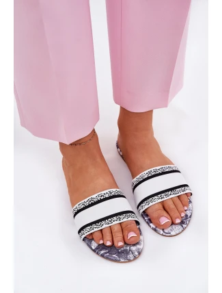 Vzory Ploché Dámské Pantofle Bílé Leysi