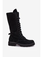 Semišové kotníkové boty se šněrováním do půli lýtka Zazoo 3103 Černé Semišové kotníkové boty se šněrováním do půli lýtka Zazoo 3103 Černé