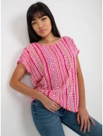 Dámská halenka D73771R10978P bílá a růžová - FPrice Dámská halenka D73771R10978P bílá a růžová - FPrice