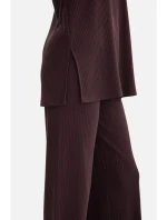 B301 Žebrovaný pletený top - tmavá čokoláda