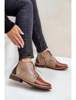 Zateplené Kožené Kotníkové Boty Na Ploché Podpatku Hnědé Moreto Zateplené Kožené Kotníkové Boty Na Ploché Podpatku Hnědé Moreto