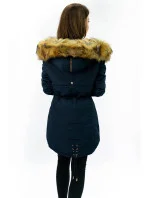 Tmavě modrá teplá dámská zimní bunda parka (w165)