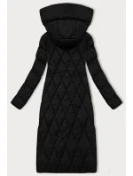Černá dlouhá dámská zimní bunda s kapucí Libland (7832)
