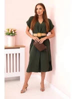 Šaty s ozdobným páskem khaki