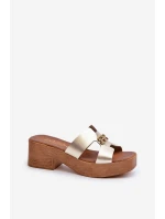 Zazoo 40412 Kožené Elegantní Dámské Žabky S Ozdobou Zlaté